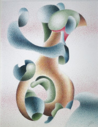 Dessin intitulée "Current hot focus.…" par Gerrit Cnossen, Œuvre d'art originale, Pastel Monté sur Carton