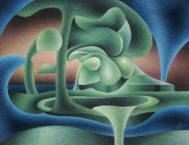 Disegno intitolato "Brain gut. How comm…" da Gerrit Cnossen, Opera d'arte originale, Pastello Montato su Cartone
