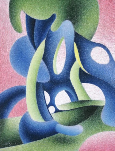 Disegno intitolato "Cloning. If Chlamid…" da Gerrit Cnossen, Opera d'arte originale, Pastello Montato su Cartone