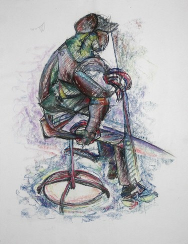 Drawing titled "The enlightened one…" by Gerrit Cnossen, Original Artwork, Pastel Mounted on Cardboard