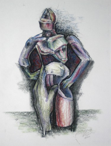 Drawing titled "Take yourself by th…" by Gerrit Cnossen, Original Artwork, Pastel Mounted on Cardboard