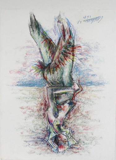 Dessin intitulée "The receptive  and…" par Gerrit Cnossen, Œuvre d'art originale, Pastel Monté sur Carton