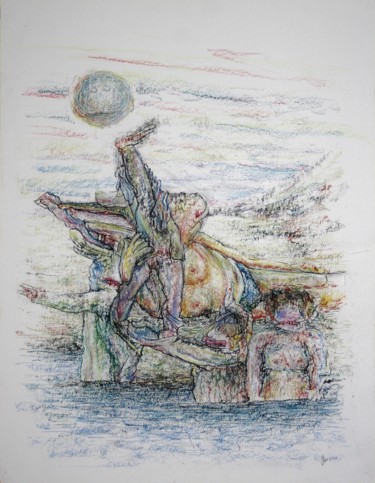 Desenho intitulada "The naked ... kindn…" por Gerrit Cnossen, Obras de arte originais, Pastel Montado em Cartão