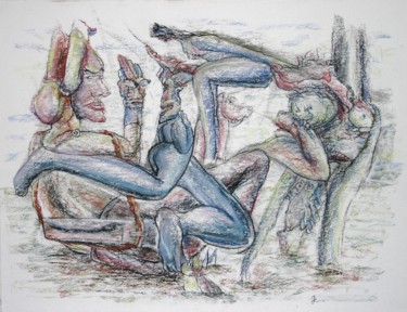 Disegno intitolato "The lovers ..; 'lyi…" da Gerrit Cnossen, Opera d'arte originale, Pastello Montato su Cartone