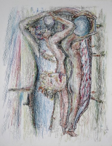 Dessin intitulée "Divanesque. (On the…" par Gerrit Cnossen, Œuvre d'art originale, Pastel Monté sur Carton