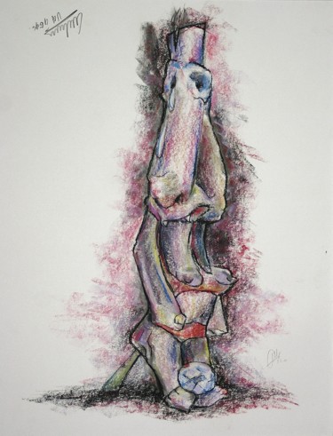 Drawing titled "Weeping Keeper .." by Gerrit Cnossen, Original Artwork, Pastel Mounted on Cardboard