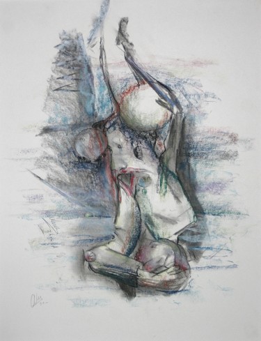 Disegno intitolato "Sinking predecessor…" da Gerrit Cnossen, Opera d'arte originale, Pastello Montato su Cartone
