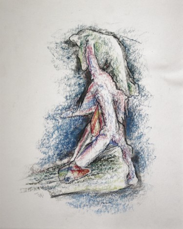 Disegno intitolato "Made clear how you…" da Gerrit Cnossen, Opera d'arte originale, Pastello Montato su Cartone