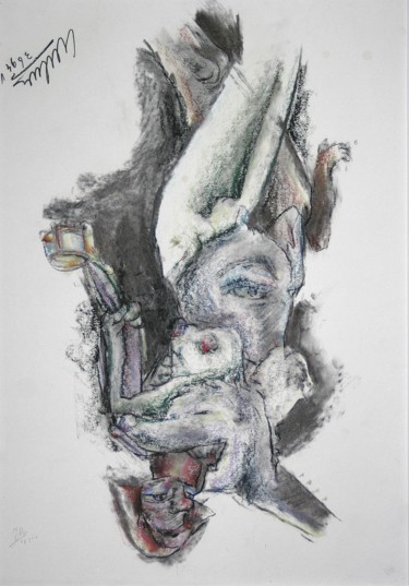 Drawing titled "The doubting toad…" by Gerrit Cnossen, Original Artwork, Pastel Mounted on Cardboard