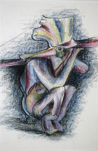 Рисунок под названием "Young pathetic suff…" - Gerrit Cnossen, Подлинное произведение искусства, Пастель Установлен на картон