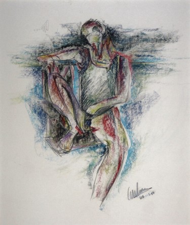 Disegno intitolato "Phoenix 2 (upside d…" da Gerrit Cnossen, Opera d'arte originale, Pastello Montato su Cartone