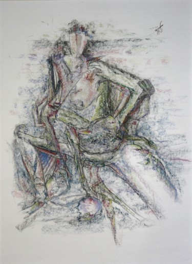 Рисунок под названием "The source pretende…" - Gerrit Cnossen, Подлинное произведение искусства, Пастель Установлен на картон