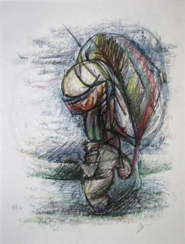 Рисунок под названием "The amalgamation of…" - Gerrit Cnossen, Подлинное произведение искусства, Пастель Установлен на картон