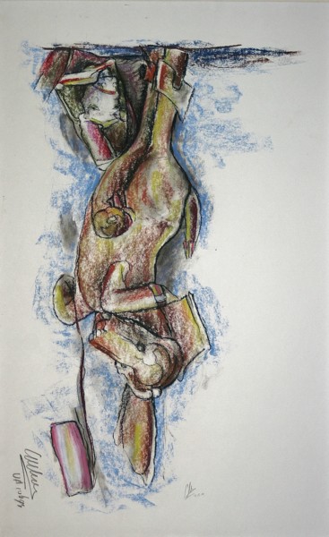 Σχέδιο με τίτλο "Hanging death." από Gerrit Cnossen, Αυθεντικά έργα τέχνης, Παστέλ Τοποθετήθηκε στο Χαρτόνι