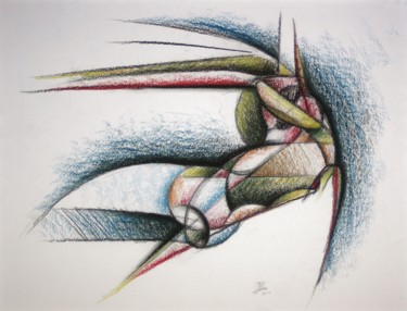 Рисунок под названием "Fetus  moving throu…" - Gerrit Cnossen, Подлинное произведение искусства, Пастель Установлен на картон