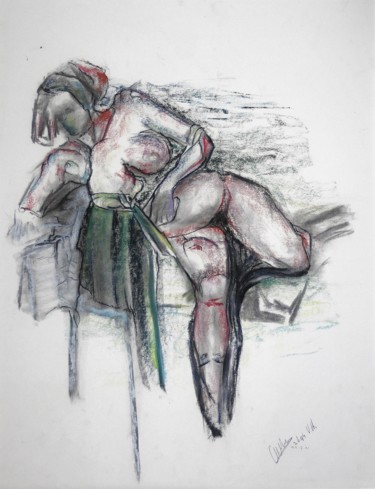 Drawing titled "The excited attenti…" by Gerrit Cnossen, Original Artwork, Pastel Mounted on Cardboard