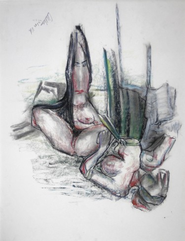 Рисунок под названием "There the raised ca…" - Gerrit Cnossen, Подлинное произведение искусства, Пастель Установлен на картон