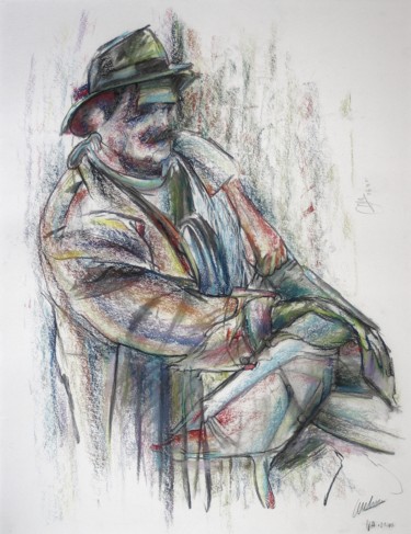 Drawing titled "While that one ...…" by Gerrit Cnossen, Original Artwork, Pastel Mounted on Cardboard