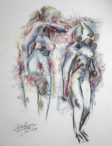Drawing titled "Protein dripping th…" by Gerrit Cnossen, Original Artwork, Pastel Mounted on Cardboard