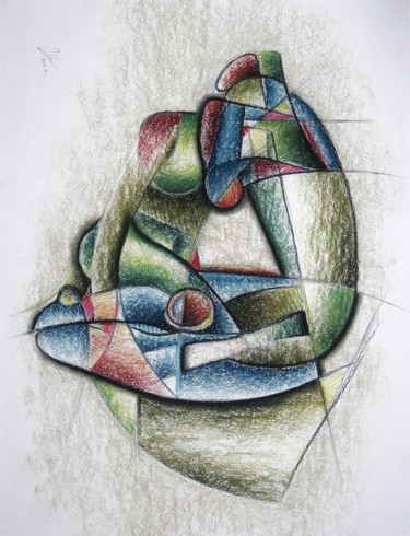 Dessin intitulée "Mermaid or mare mor…" par Gerrit Cnossen, Œuvre d'art originale, Pastel Monté sur Carton