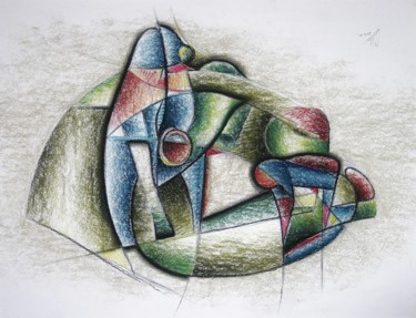 Рисунок под названием "Ox" - Gerrit Cnossen, Подлинное произведение искусства, Пастель Установлен на картон