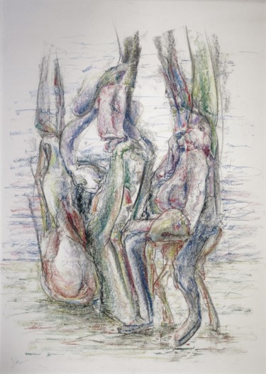 Desenho intitulada "By upholding  his a…" por Gerrit Cnossen, Obras de arte originais, Pastel Montado em Cartão