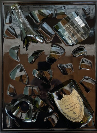 Γλυπτική με τίτλο "Dom Perignon" από Gabriele Doglietto, Αυθεντικά έργα τέχνης, Ρητίνη Τοποθετήθηκε στο Ξύλινο πάνελ