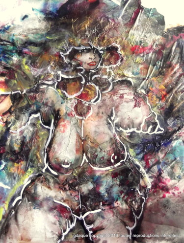 Peinture intitulée "le goût de l'encre" par Gdaque, Œuvre d'art originale, Encre