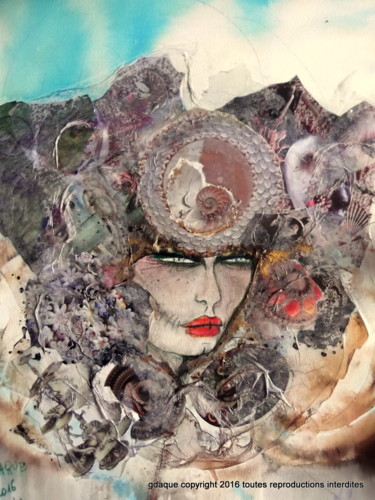 Peinture intitulée "la reine des escarg…" par Gdaque, Œuvre d'art originale, Autre