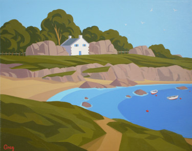 Chemin côtier Peinture intitulée "Chemin côtier" par Greg, Œuvre d'art originale, Huile Monté sur Châssis