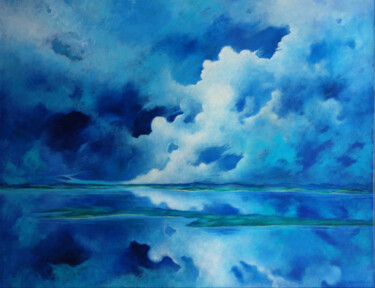 Peinture intitulée "ciel bleu" par Gisiane Desabliaux, Œuvre d'art originale, Huile Monté sur Châssis en bois