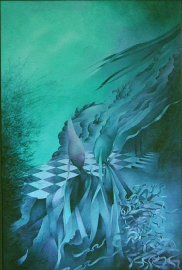 Peinture intitulée "fantaisie-verte" par Gisiane Desabliaux, Œuvre d'art originale, Huile