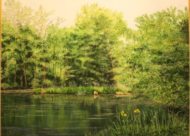 Peinture intitulée "Les étangs de Menne…" par Gérard Nicaud, Œuvre d'art originale, Huile