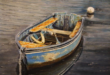 Peinture intitulée "Vieille barque de p…" par Gérard Nicaud, Œuvre d'art originale, Huile