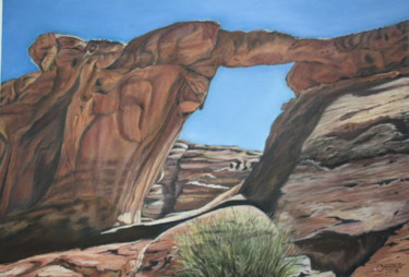 Картина под названием "Le désert du Wadi R…" - Gérard Nicaud, Подлинное произведение искусства, Пастель