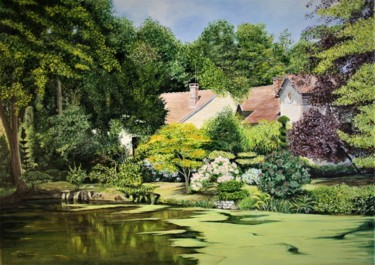 Painting titled "Le parc du chateau…" by Gérard Nicaud, Original Artwork, Oil