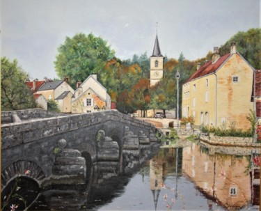 Painting titled "Le vieux pont de Ch…" by Gérard Nicaud, Original Artwork, Oil