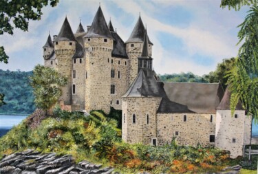 Peinture intitulée "Le chateau de Val." par Gérard Nicaud, Œuvre d'art originale, Huile