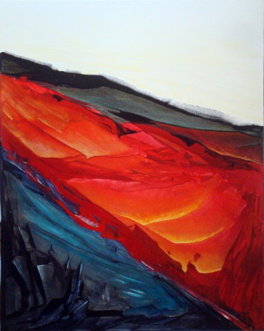 Peinture intitulée "Vallée rouge" par Gé Viot, Œuvre d'art originale, Acrylique