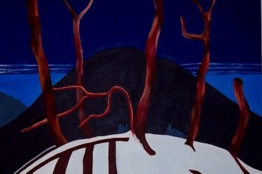 Schilderij getiteld "Het donkere woud" door Gea Zwanink, Origineel Kunstwerk