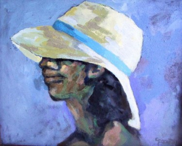 Painting titled "Shade of hat" by Roger Geaniton, Original Artwork, Oil