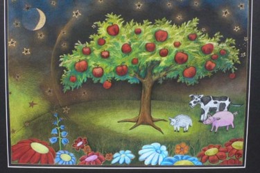 Painting titled "Apples and Animals…" by Marta Goebel-Pietrasz, Original Artwork