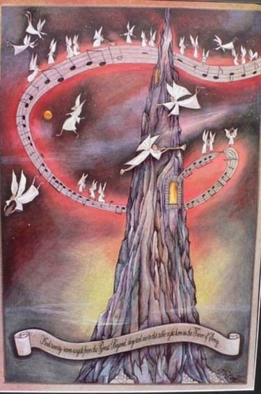 Painting titled "Tower of Song" by Marta Goebel-Pietrasz, Original Artwork