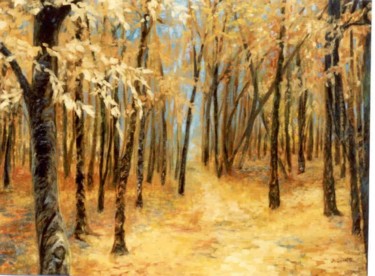 Pintura intitulada "Autumn Landscape" por Marta Goebel-Pietrasz, Obras de arte originais
