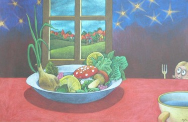 Painting titled "Ola's Bowl" by Marta Goebel-Pietrasz, Original Artwork