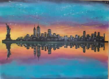 Painting titled "skyline New York by…" by Gecko, Original Artwork, Spray paint