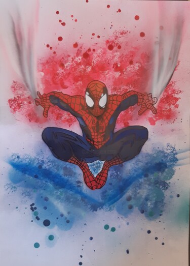 Pintura intitulada "Spider man" por Gecko, Obras de arte originais, Tinta spray