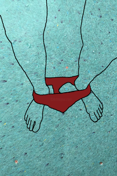 Digitale Kunst mit dem Titel "Red Underpants" von Gee Shepherd, Original-Kunstwerk, 2D digitale Arbeit