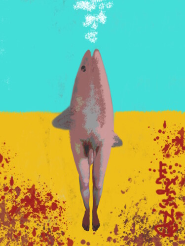 Digitale Kunst mit dem Titel "The Merman Thinks" von Gee Shepherd, Original-Kunstwerk, 2D digitale Arbeit