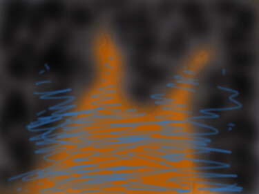 Digitale Kunst mit dem Titel "Orange Nude" von Gee Shepherd, Original-Kunstwerk, Digitale Malerei